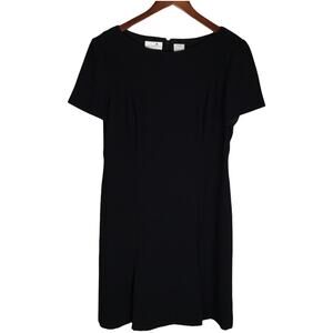 Vintage Liz Claiborne Dress Accordion Pleats Women's Size 12‎ Short Sleeve Black